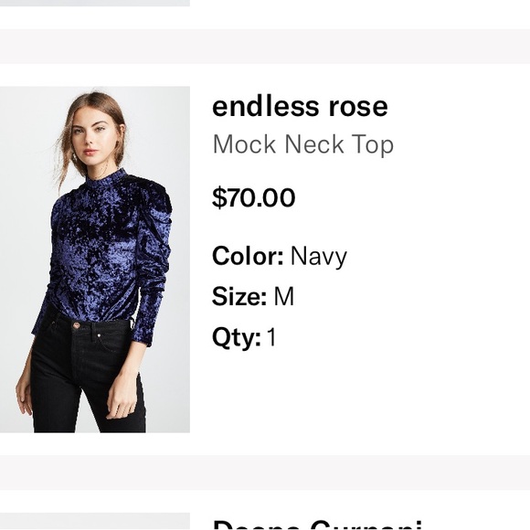 NWOT Endless Rose mock neck top in Navy. - Picture 7 of 10